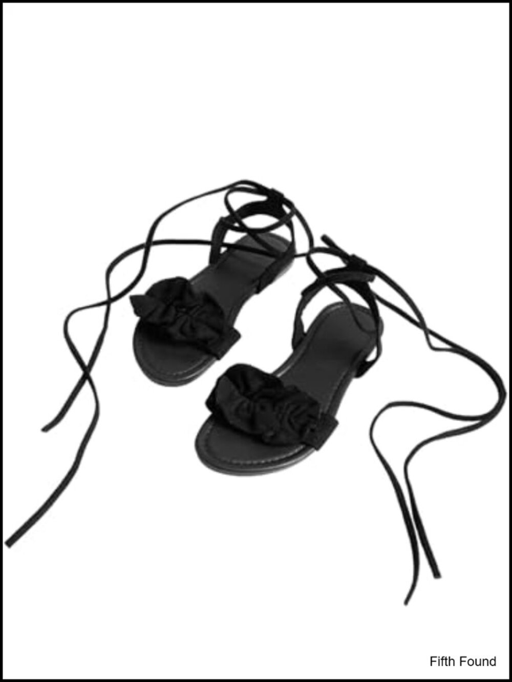Women's Lace Up Gladiator Sandals Ruffle Trim Strappy Flat Sandals Tie Up Ankle